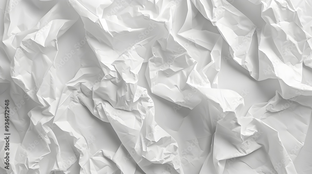 Obraz premium Crumpled white paper texture highlighting the intricate folds AI generated illustration