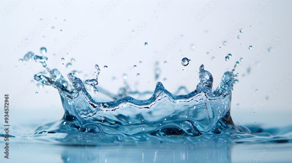 Crystal blue water splash contrasting sharply on a white surface AI generated illustration Crystal blue water splash contrasting sharply on a white surface AI generated illustration