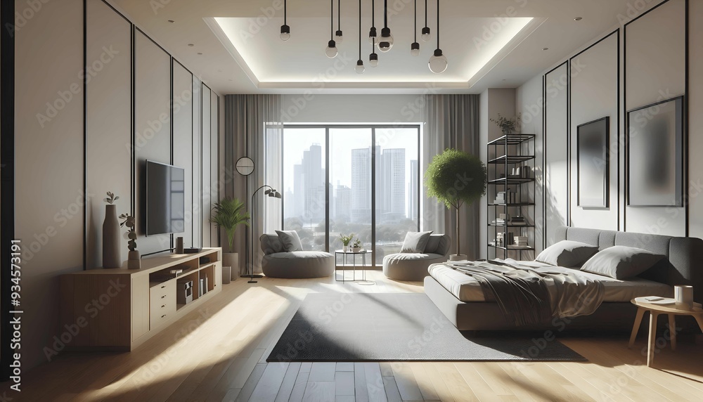 a spare room with minimalist decor and large windows a spare room with minimalist decor and large windows