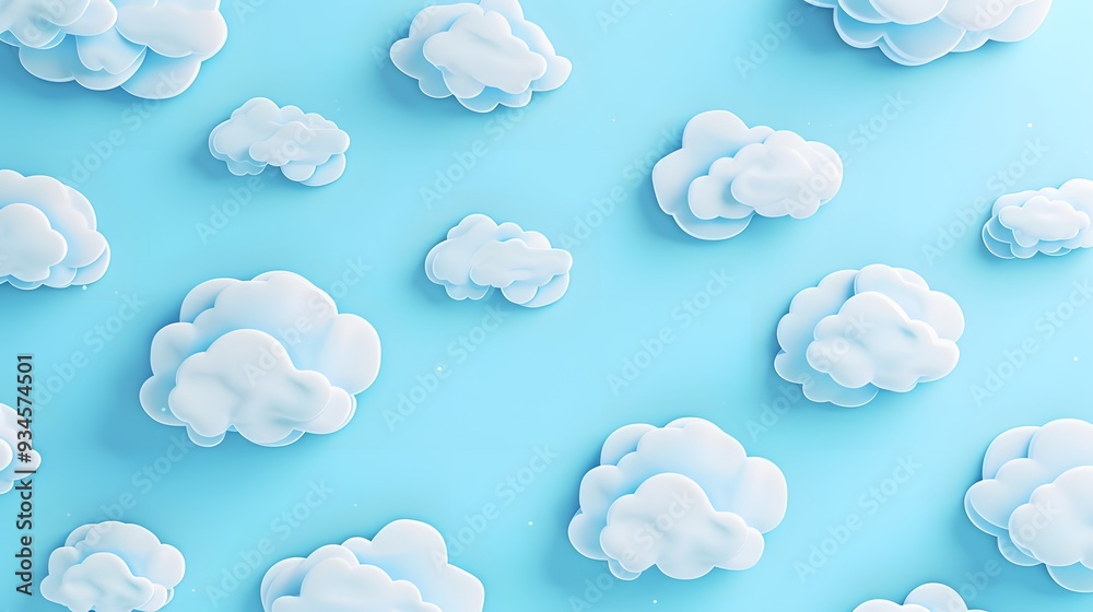 Cute cloud patterns on an abstract 3D blue sky theme AI generated illustration Cute cloud patterns on an abstract 3D blue sky theme AI generated illustration