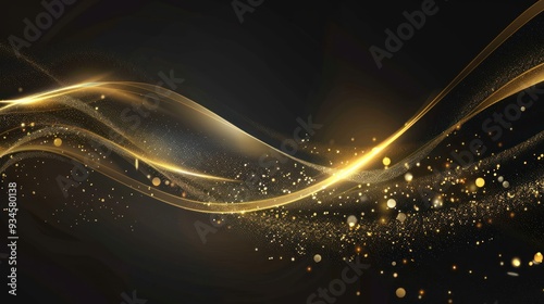 Abstract Golden Wave with Sparkle