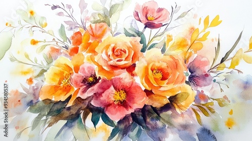 watercolor flower arrangement on a card