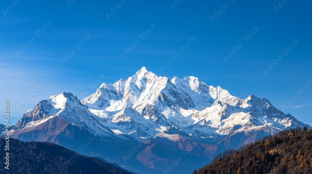 custom made wallpaper toronto digitalMajestic mountain range with snow-capped peaks and clear blue sky above. Majestic Mountain Range