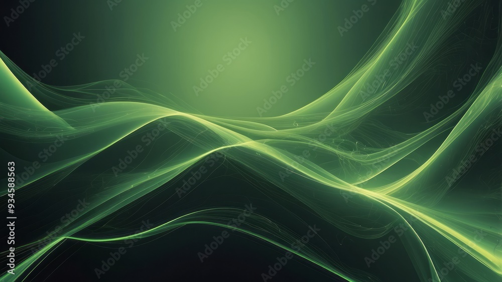 Abstract Green Swirling Lines on a Dark Background Abstract Green Swirling Lines on a Dark Background