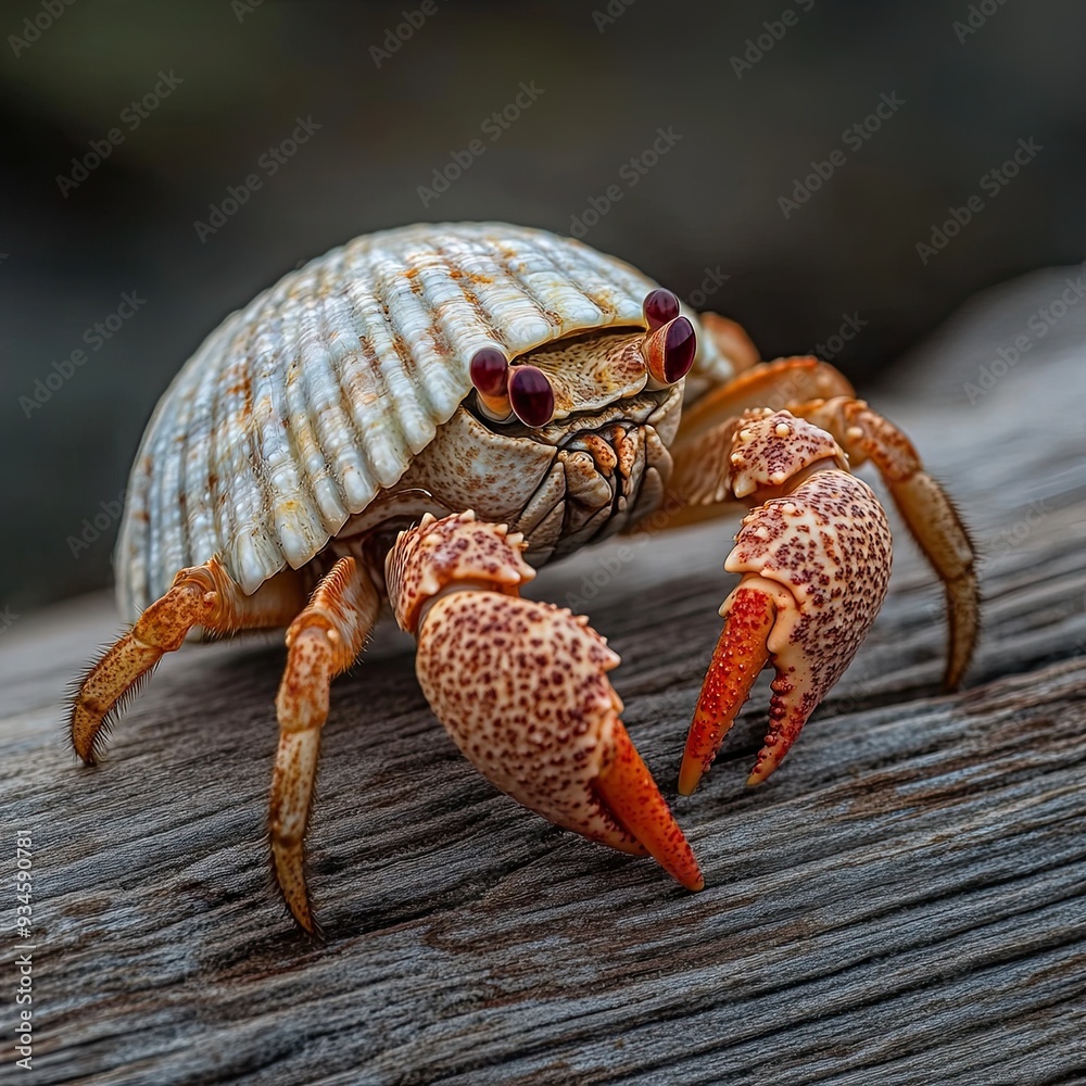 Hermit Crab isolated on wooden background Hermit Crab isolated on wooden background