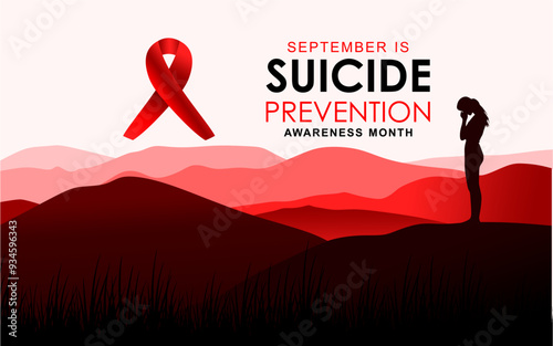 September is National Suicide Prevention Awareness Month. National suicide prevention month observed each year during September banner, Holiday, poster, card and background design. Illustration design