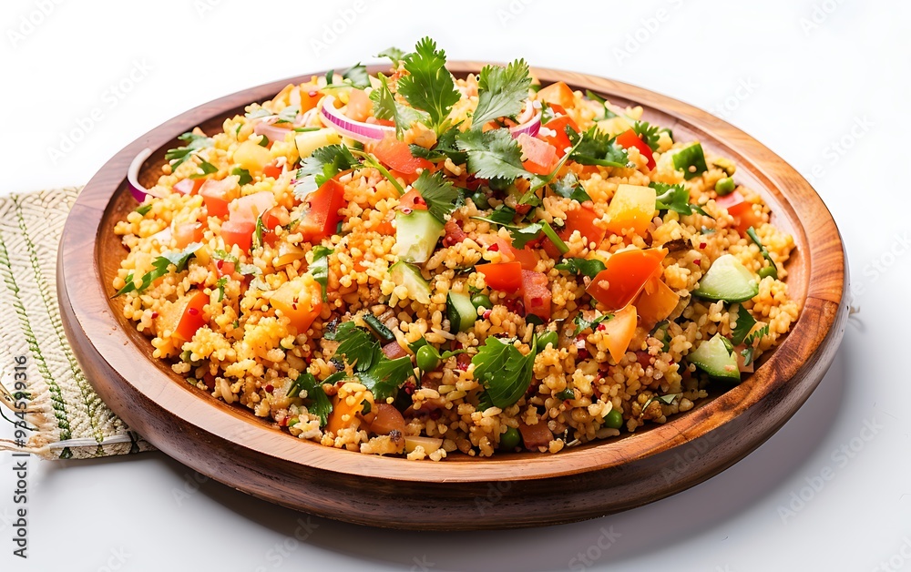 Plate of tasty Upma with on white background. Plate of tasty Upma with on white background.