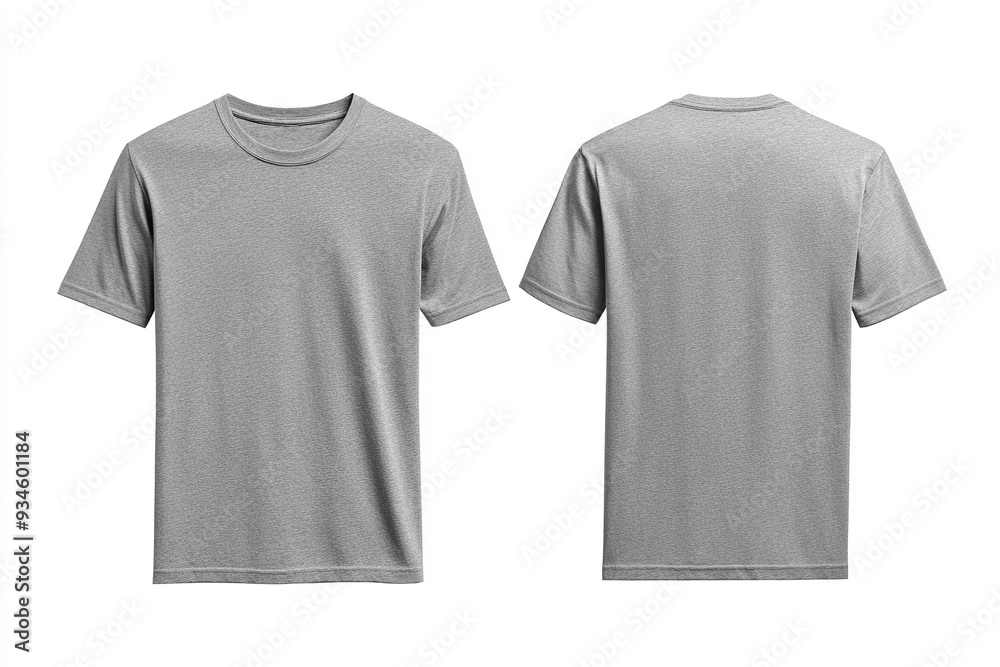 Fototapeta premium Blank Short sleeve t shirt mockup, grey T-shirts front and back view, used as design template isolated on white background .generative ai