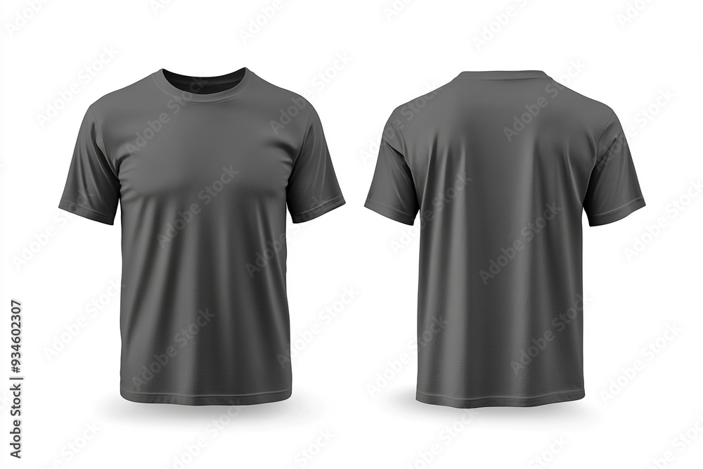 Blank Short sleeve t shirt mockup, grey T-shirts front and back view, used as design template isolated on white background .generative ai Blank Short sleeve t shirt mockup, grey T-shirts front and back view, used as design template isolated on white background .generative ai
