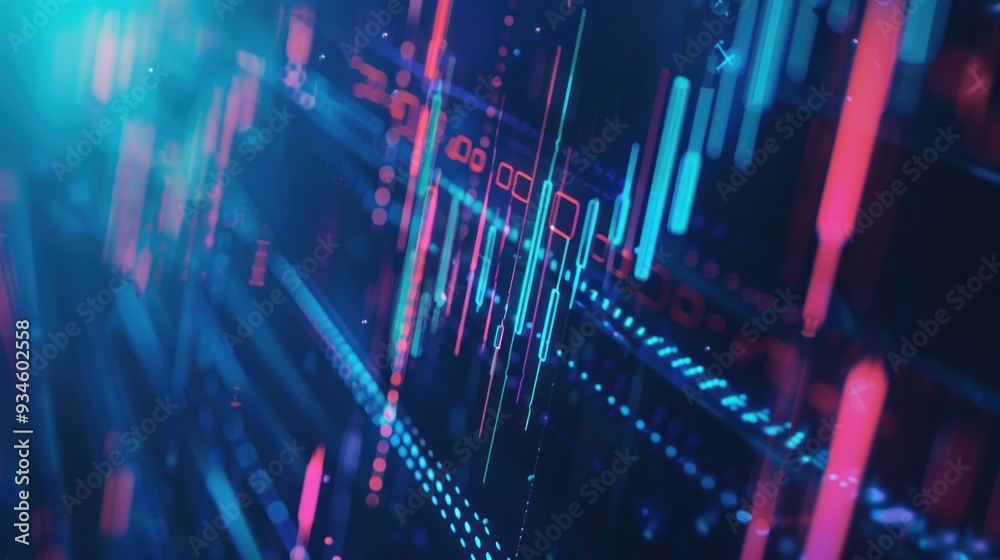 Abstract Digital Art with Vibrant Colors and Geometric Shapes