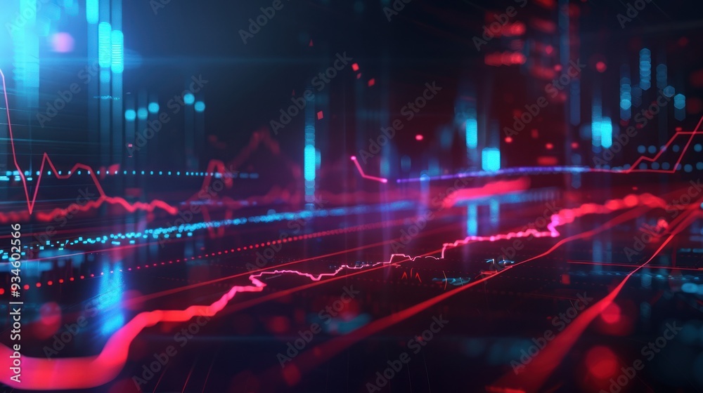 Obraz premium Abstract Data Visualization with Red and Blue Lines