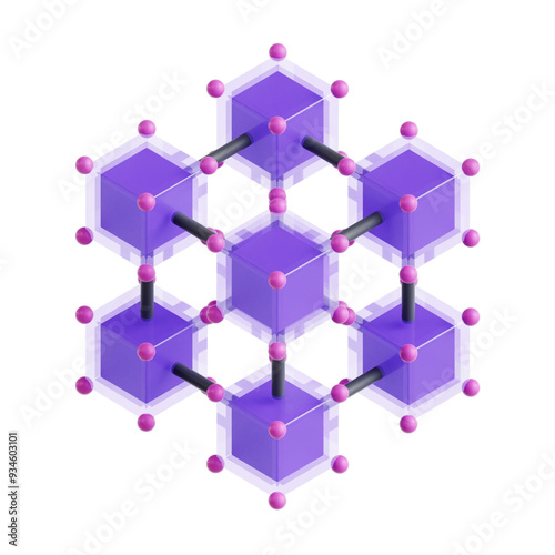 Blockchain 3d icon illustration