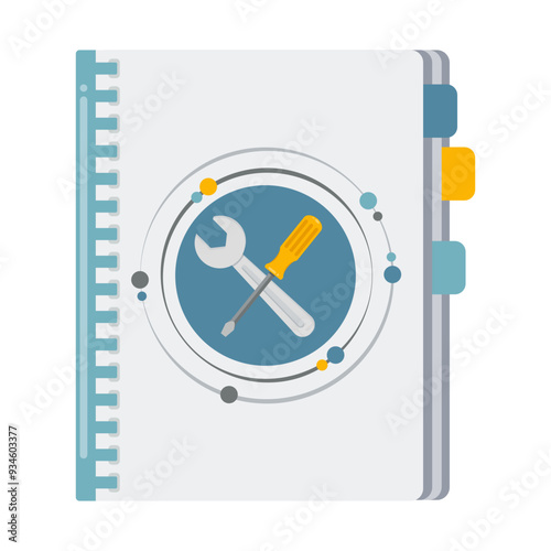 flat design user manual with wrench and screwdriver icon vector illustration