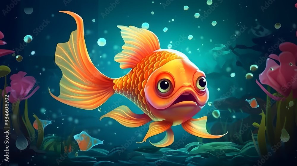 Goldfish Under At sea illustration vector Goldfish Under At sea illustration vector