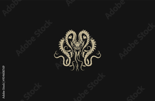 Hydra monster design vector artwork illustration