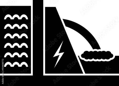 power generation dam renewable eco enegry icon vector
