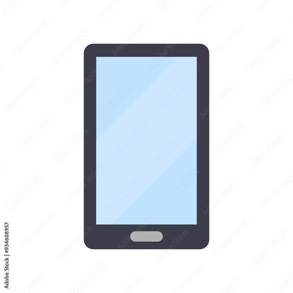 Black smartphone icon. Blue screen detail. Minimalist vector illustration. Simple modern design. Black smartphone icon. Blue screen detail. Minimalist vector illustration. Simple modern design.