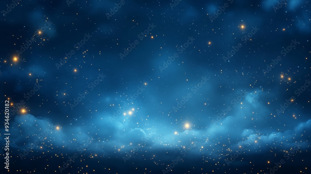 Obraz premium Night Sky with Stars and Clouds Abstract Blue Background