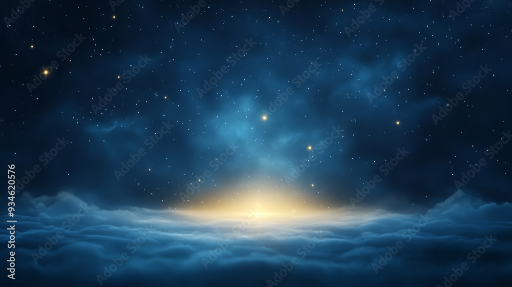 Starry Night Sky Above Fluffy Clouds Dreamy Atmosphere Mystical Fantasy Digital Art Nature Starry Night Sky Above Fluffy Clouds Dreamy Atmosphere Mystical Fantasy Digital Art Nature
