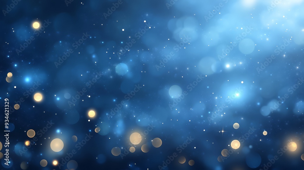 Fototapeta premium Blue and Gold Bokeh Background with Sparkling Lights