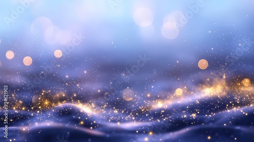Abstract Blue and Gold Bokeh Background with Glitter and Lights