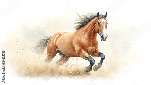 Running Horse Watercolor Illustration