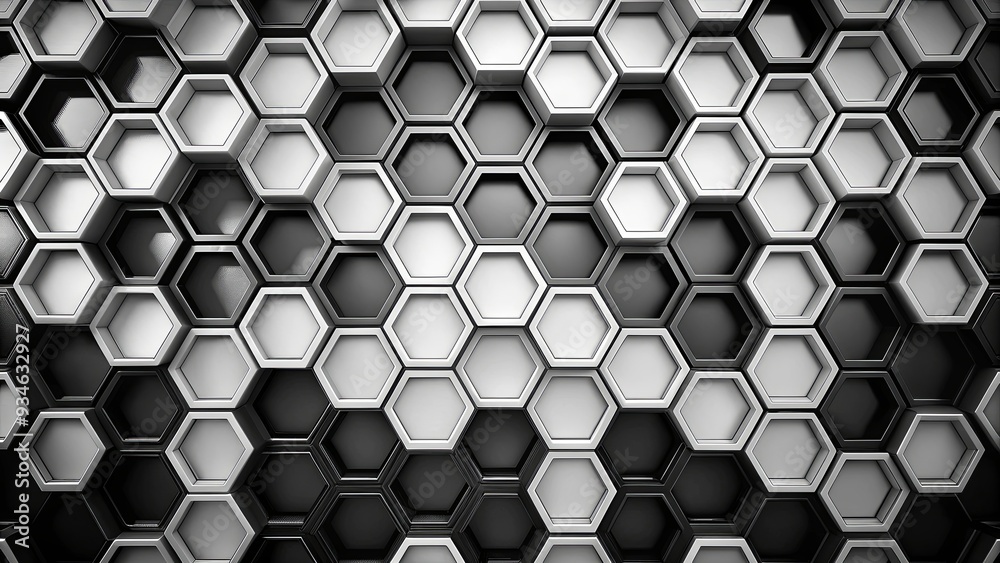 Abstract black hexagon pattern background with render geometric shapes Abstract black hexagon pattern background with render geometric shapes