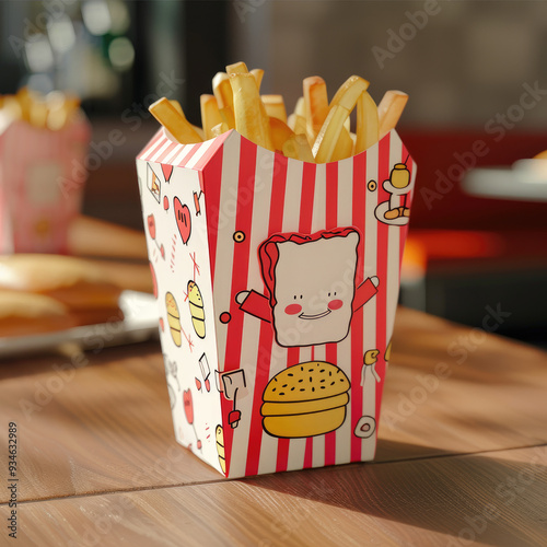 Fast Food Packaging Box with Bright and Catchy Design photo