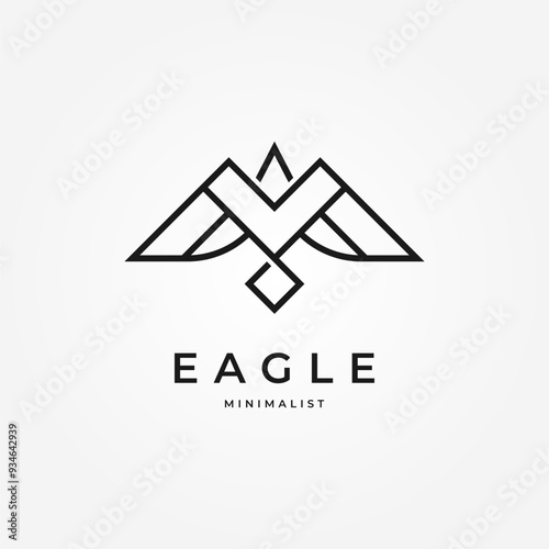 Minimal Letter M Eagle Logo Design, modern bird line style logo design, flat design logo template element, vector illustration