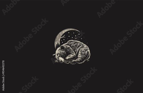 Lazy bear sleepy vintage design vector illustration