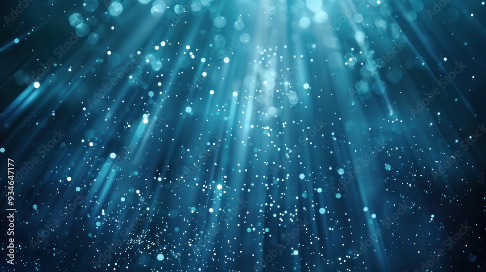 Abstract Blue Light Rays and Glowing Particles Abstract Blue Light Rays and Glowing Particles