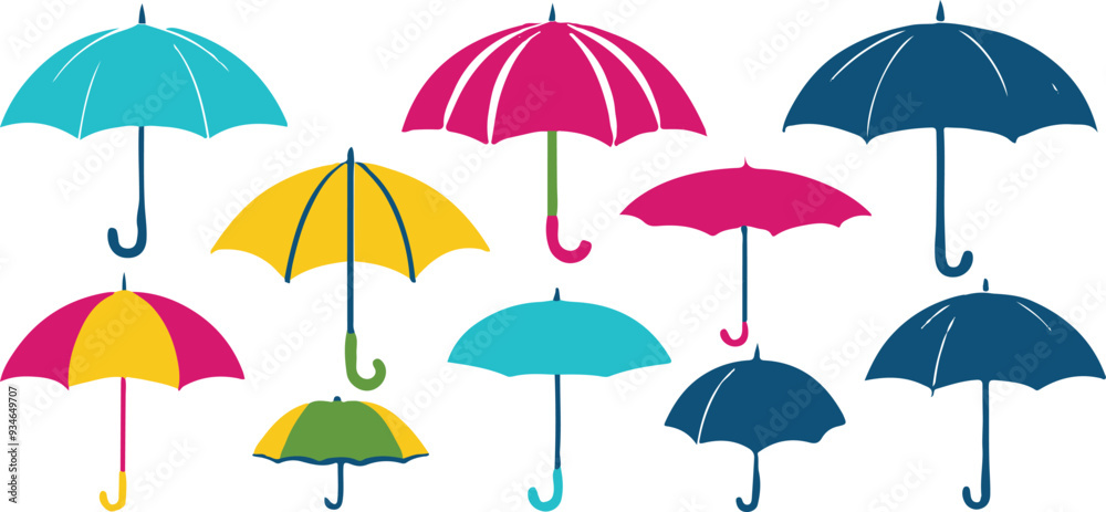 Obraz premium Umbrella vector icon Protection parasol symbol. Rain weather signs. colorful Umbrella vector icon. Rainy icons. Black, flat color vector cartoon illustration isolated on white 