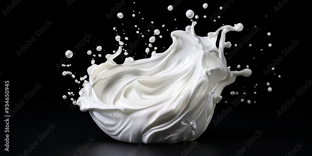 A splash of milk is shown in a black background A splash of milk is shown in a black background