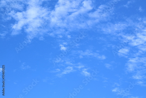Blue-sky copy-space background with blue abstract outdoor view, white cloud summer day afternoon. Copy space