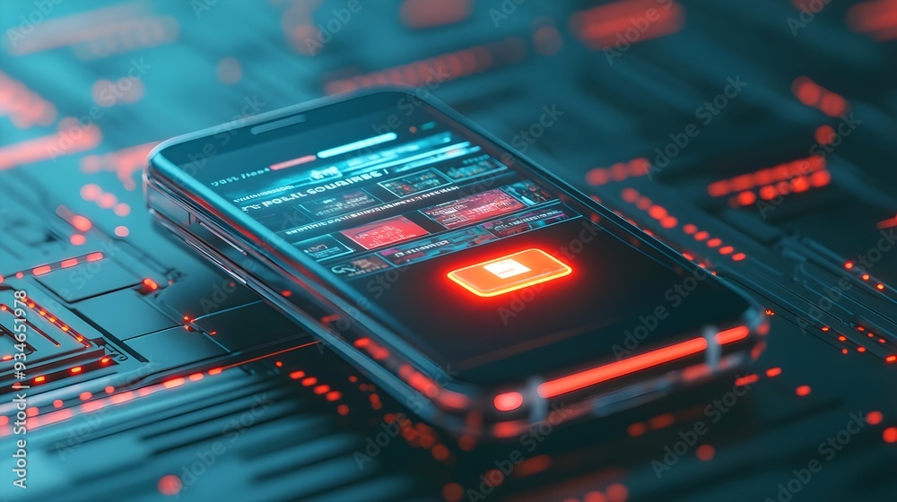 Futuristic Smartphone with Red Neon Lights Futuristic Smartphone with Red Neon Lights