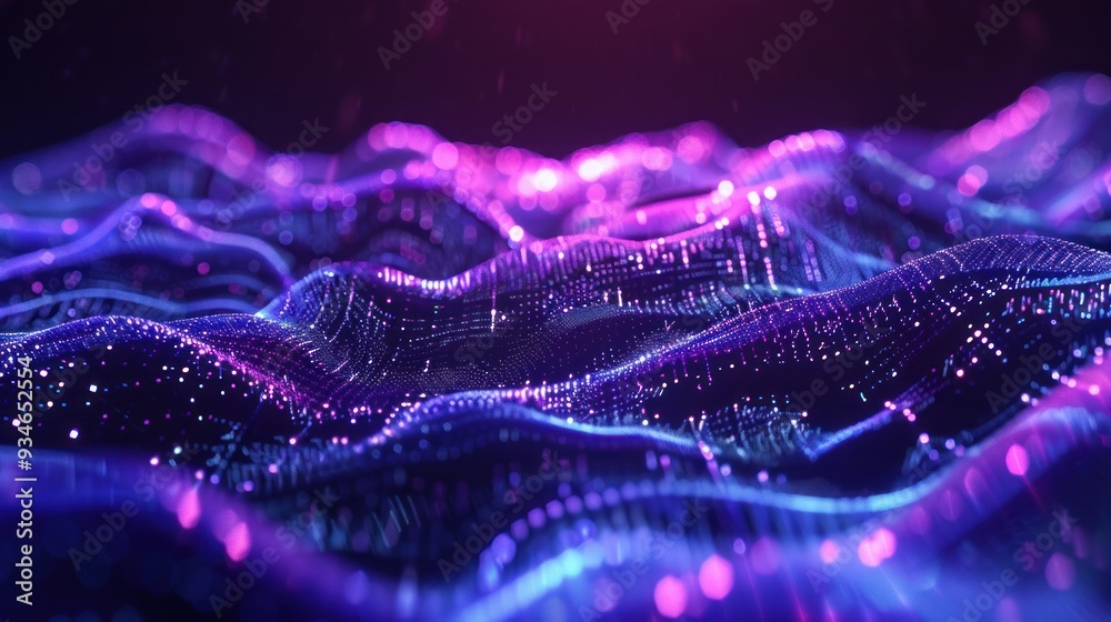 Abstract Digital Landscape with Neon Lights Abstract Digital Landscape with Neon Lights