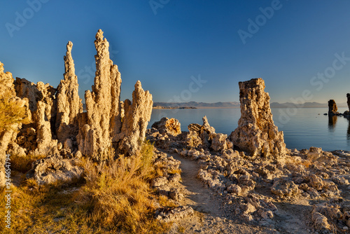 USA, California. Mono Lake State Park with morning light on tufa photo