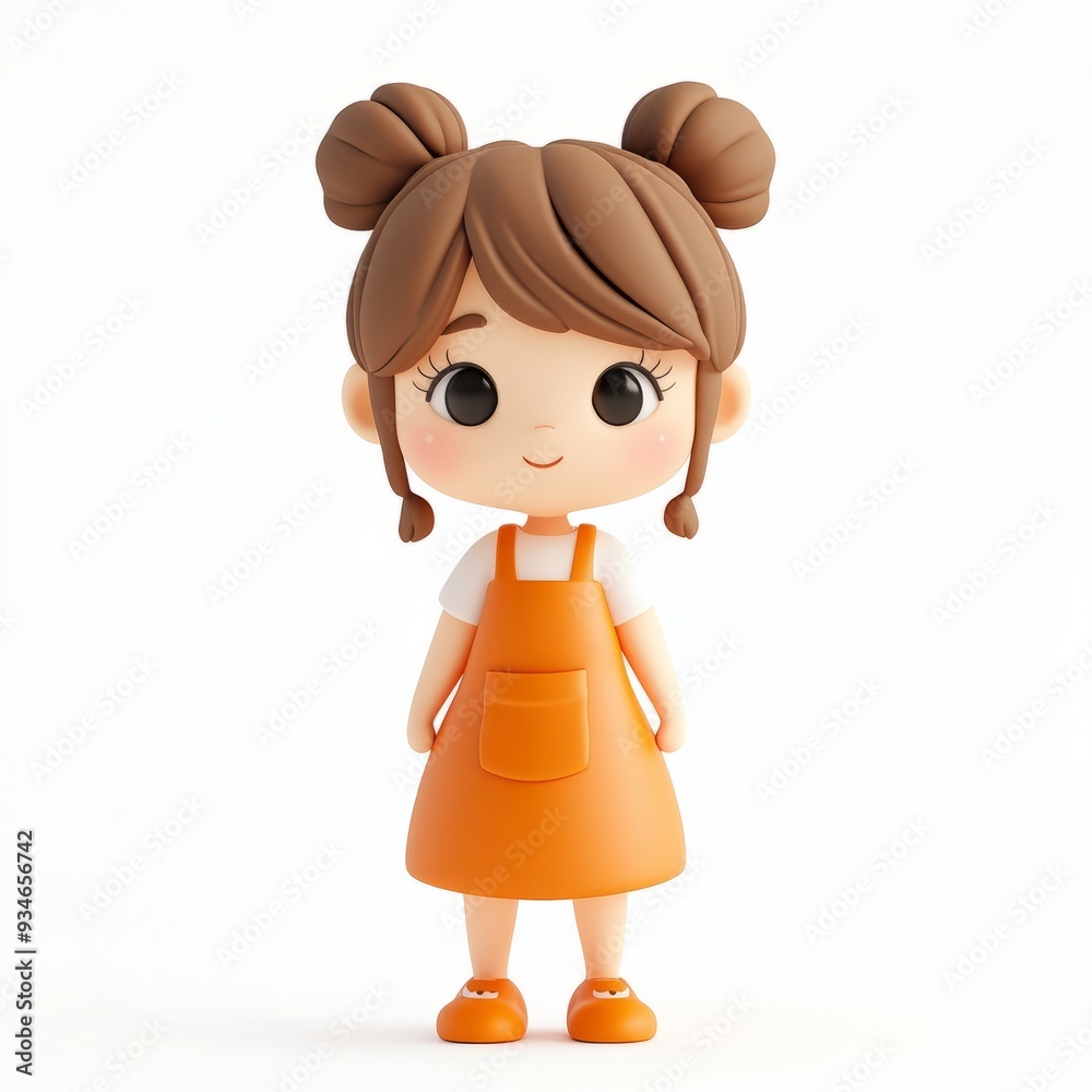 Kawaii Clay Woman Chef Icon: Adorable 3D Model with Apron, Blender 3D, Isolated on White Kawaii Clay Woman Chef Icon: Adorable 3D Model with Apron, Blender 3D, Isolated on White