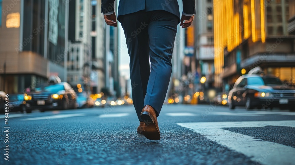 City Street: Well-Dressed Professional Walking to Work