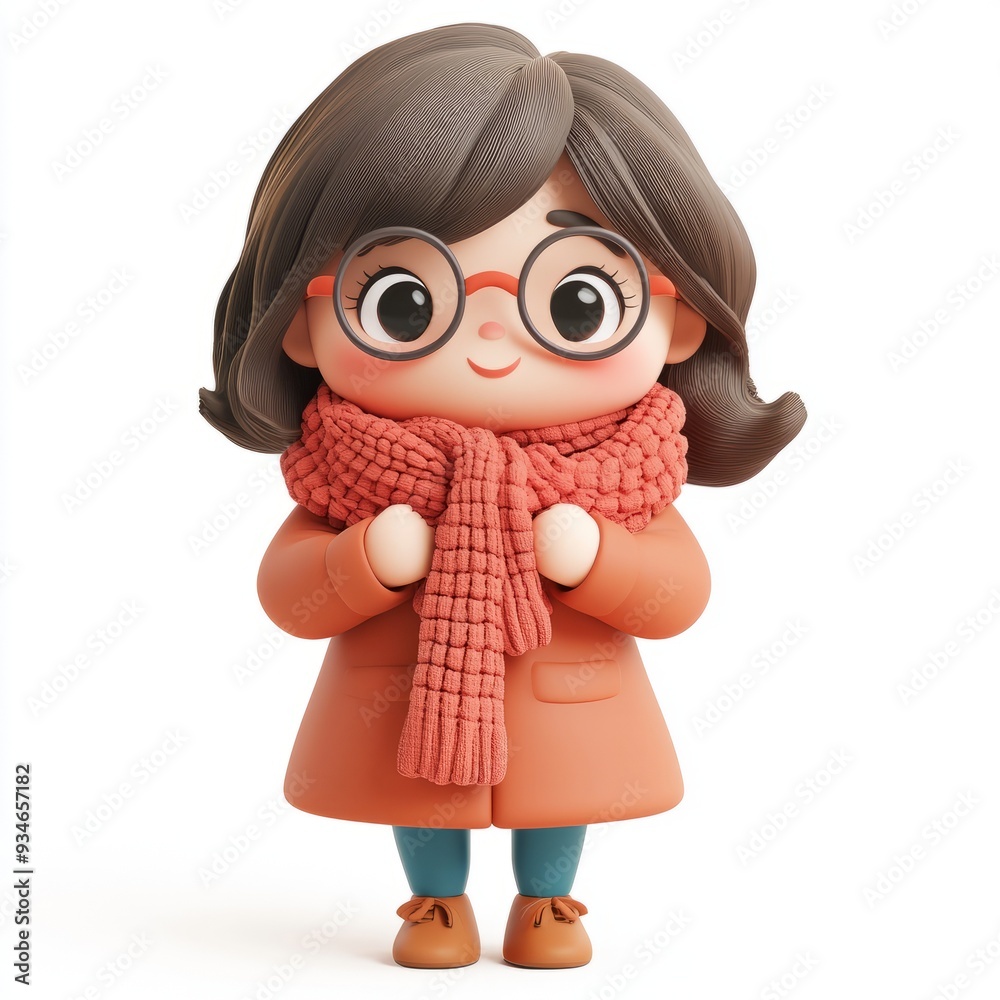 Kawaii Clay Woman Knitting Scarf - 3D Blender Icon Kawaii Clay Woman Knitting Scarf - 3D Blender Icon