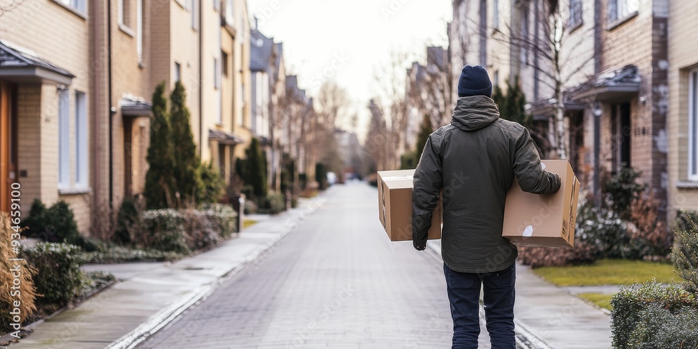 custom made wallpaper toronto digitalResidential Street: Delivery Person Holding Packages