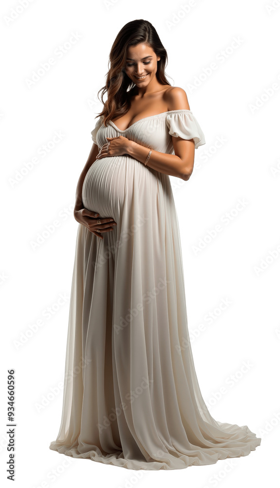 Woman in transparent Background, Early Pregnancy - A Woman Embraces Her Changing Body Woman in transparent Background, Early Pregnancy - A Woman Embraces Her Changing Body