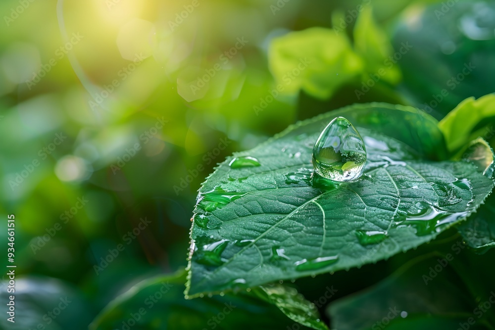 Water Droplet on Leaf for Carbon Reduction and Climate Change Mitigation Concept Water Droplet on Leaf for Carbon Reduction and Climate Change Mitigation Concept