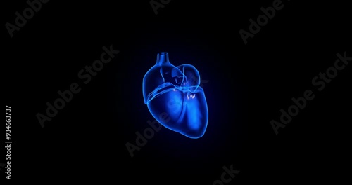 Holographic projection of a rotating beating heart