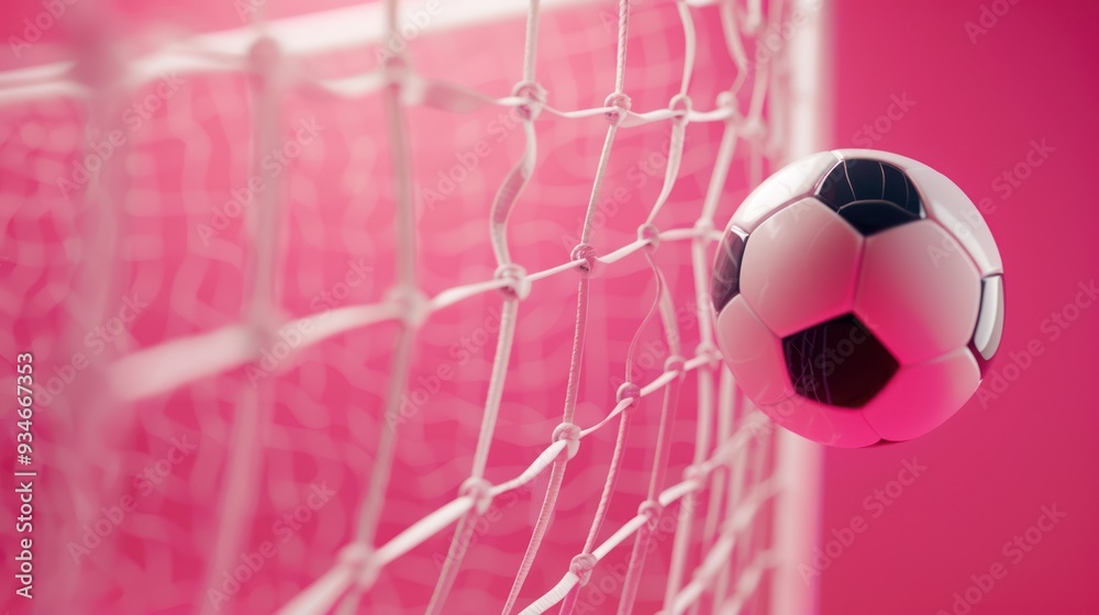 Fototapeta premium Soccer ball in goal net