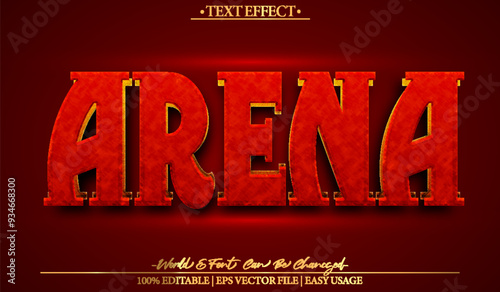 Areana Vector Text Effect Editable Alphabet Yellow Red Gladiator Ancient Rome
