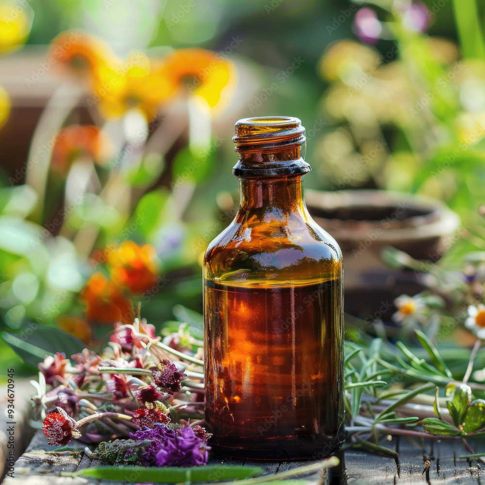 Herbal Extracts in a Tincture Glass Bottle Herbal Extracts in a Tincture Glass Bottle