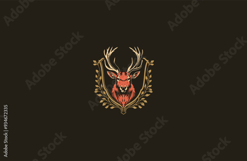 Deer royal crest vintage design vector illustration