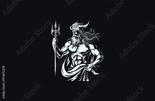 Poseidon god of the sea design vector illustration
