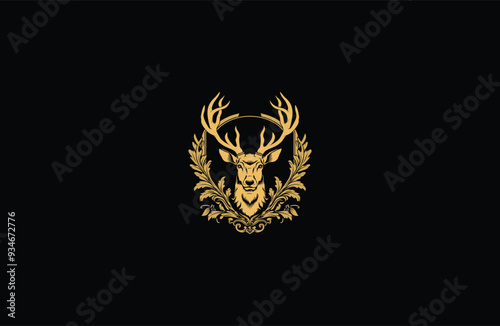 Deer royal crest vintage design vector illustration